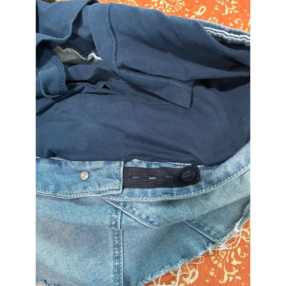 Bandia Maternity Denim Skirt With Under Shorts Light Wash Hem Size US 4